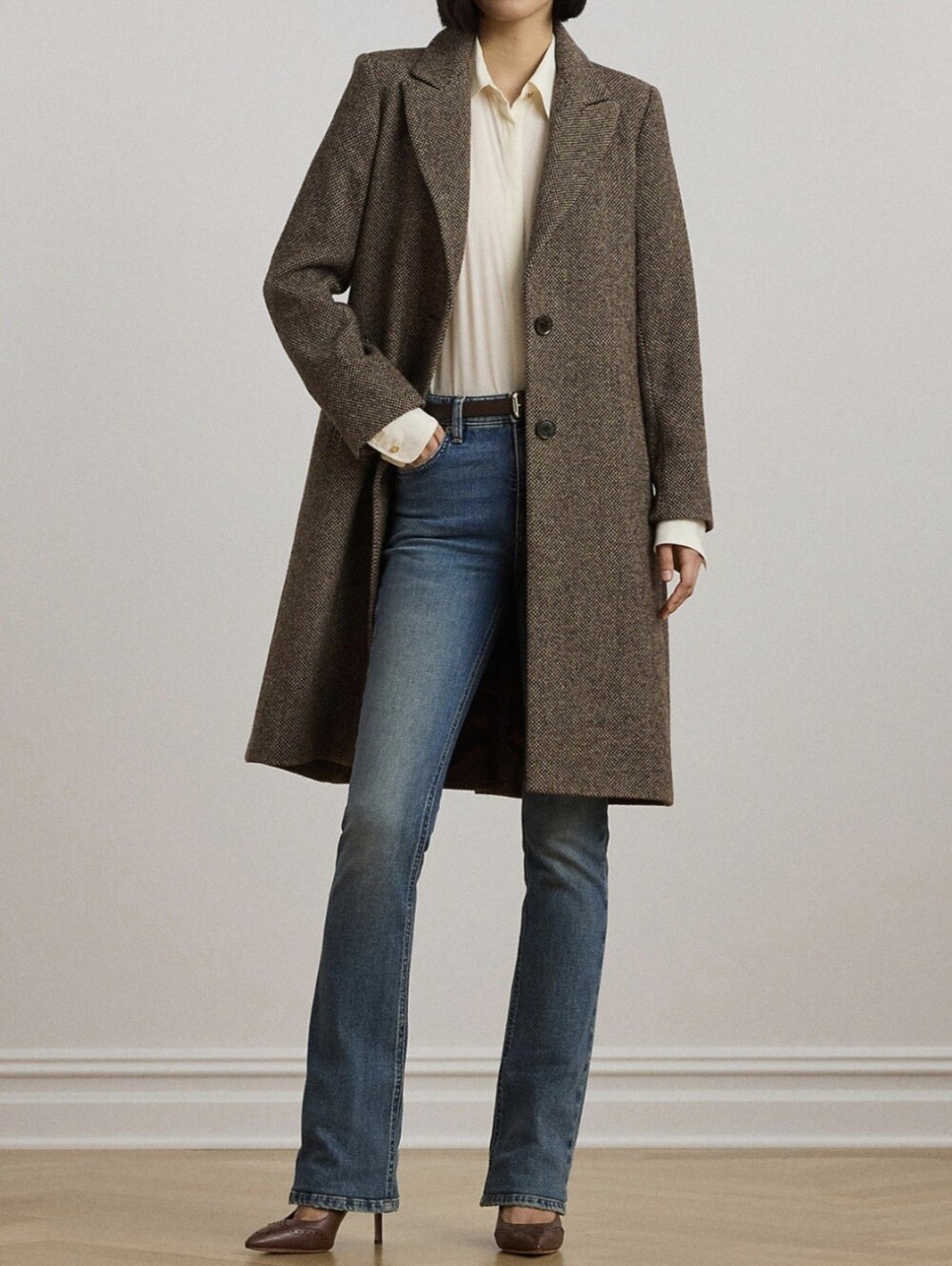 Ralph Lauren Coat Professional Work Tweed Wool Blend Jacket Broken Twill Brown 8 - Picture 5 of 9